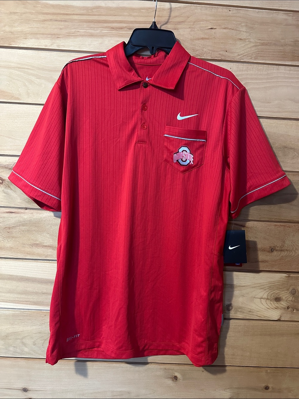 NWT Nike Red Ohio State Men's Polo with Grey Trim Size Med